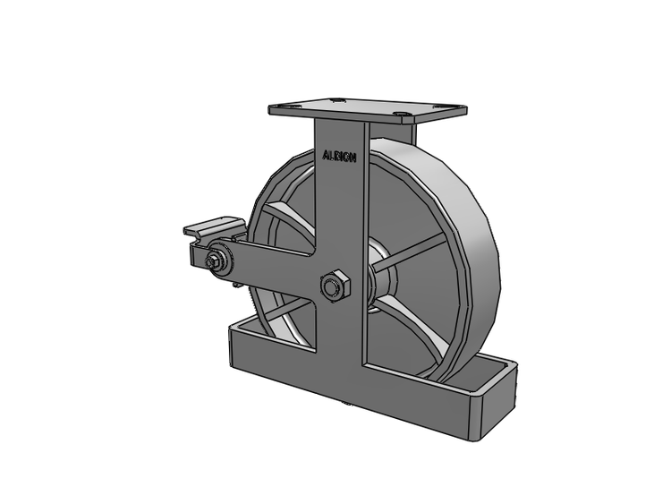 310 Series Top Plate Rigid Caster with 12 x 3 Grey Enamel CA - Cast Iron Wheel and Poly Cam Brake
