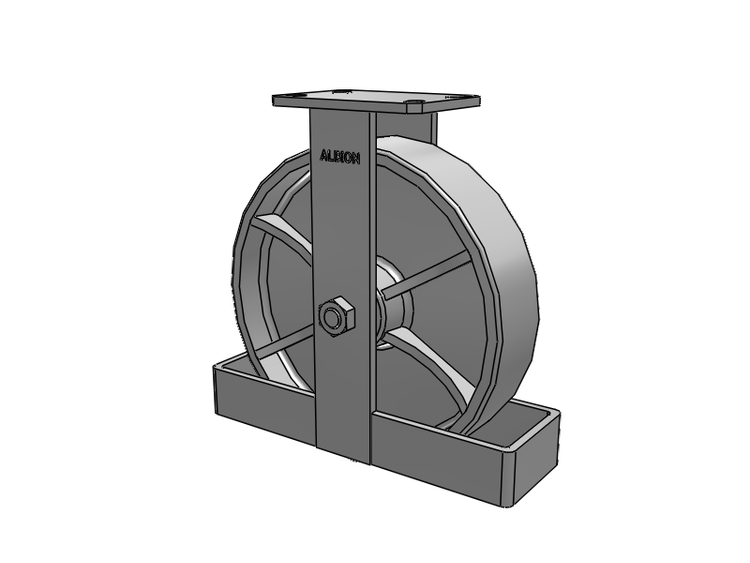 310 Series Top Plate Rigid Caster with 12 x 3 Grey Enamel CA - Cast Iron Wheel