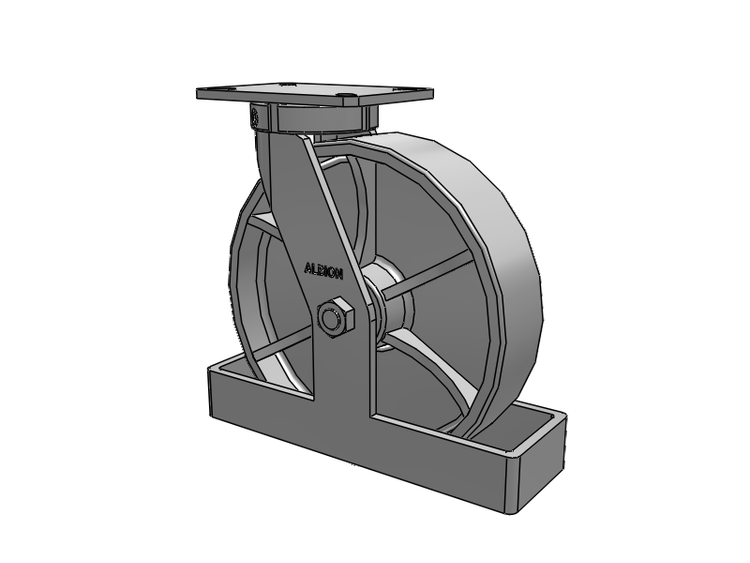 Roulette pivotante à plaque supérieure de la série 310 avec roue en fonte émaillée grise 12 x 3 CA