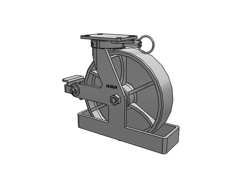 310 Series Top Plate Swivel Caster with 12 x 3 Grey Enamel CA - Cast Iron Wheel and Poly Cam Brake