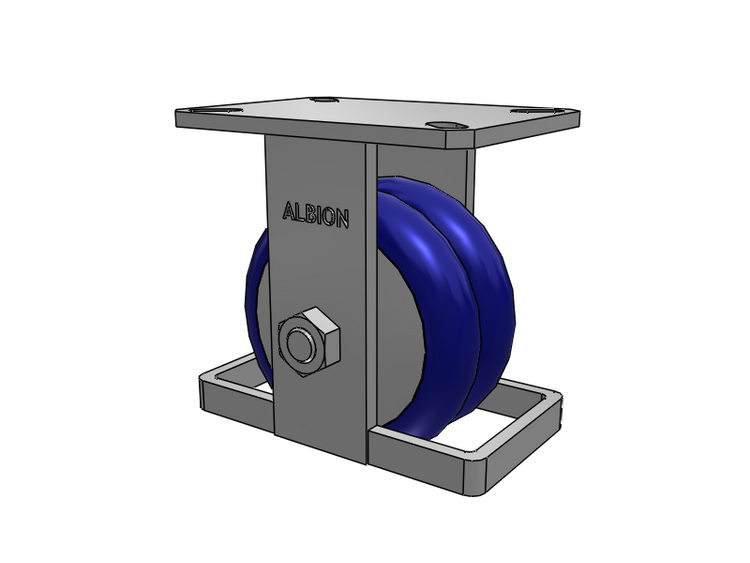 Roulette rigide à plaque supérieure de la série 310, avec bande de roulement bleue 6 x 3 sur noyau en aluminium EY - Roue pivotante EAZ (Crown)