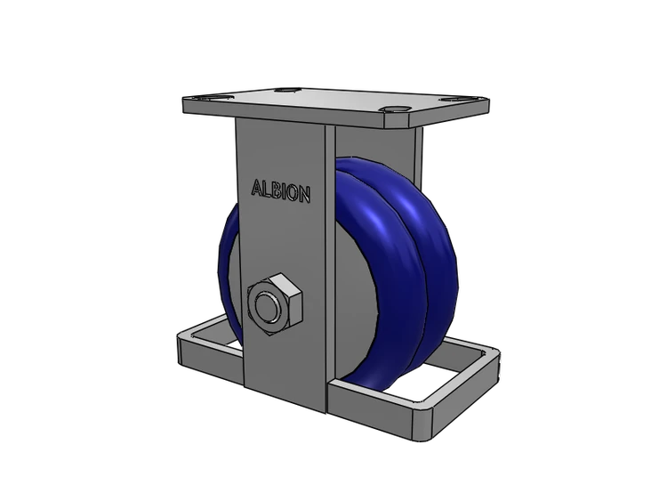 Roulette rigide à plaque supérieure de la série 310, avec bande de roulement bleue 6 x 3 sur noyau en aluminium EY - Roue pivotante EAZ (Crown)