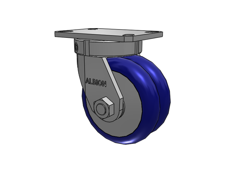 Roulette pivotante à plaque supérieure de la série 310, avec bande de roulement bleue 6 x 3 sur noyau en aluminium EY - Roue pivotante EAZ (Crown)