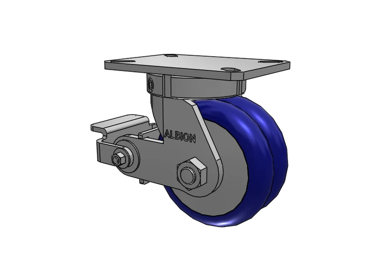 310 Series Top Plate Swivel Caster with 6 x 3 Blue Tread on Aluminum Core EY - Swivel-EAZ (Crown) Wheel and Poly Cam Brake
