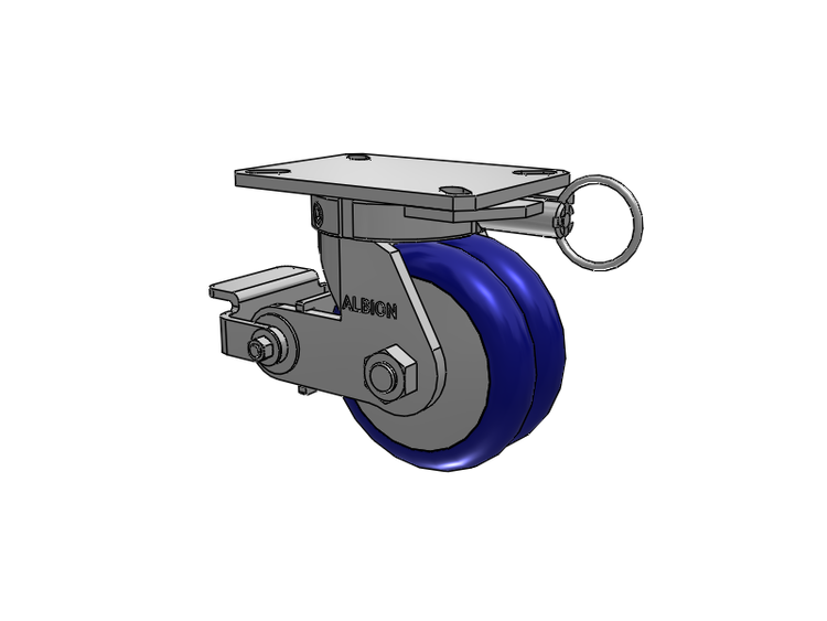 310 Series Top Plate Swivel Caster with 6 x 3 Blue Tread on Aluminum Core EY - Swivel-EAZ (Crown) Wheel and Poly Cam Brake