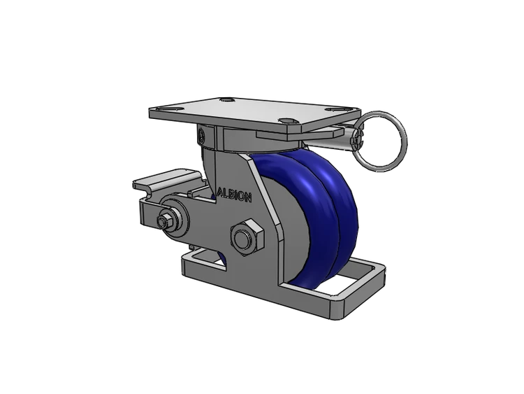 310 Series Top Plate Swivel Caster with 6 x 3 Blue Tread on Aluminum Core EY - Swivel-EAZ (Crown) Wheel and Poly Cam Brake