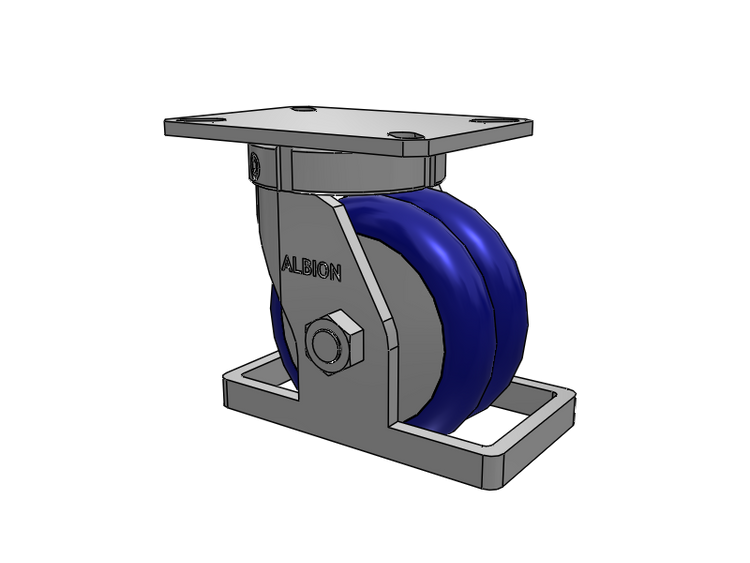 Roulette pivotante à plaque supérieure de la série 310, avec bande de roulement bleue 6 x 3 sur noyau en aluminium EY - Roue pivotante EAZ (Crown)