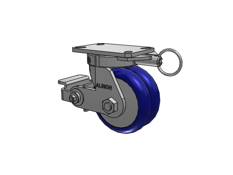 310 Series Top Plate Swivel Caster with 6 x 3 Blue Tread on Aluminum Core EY - Swivel-EAZ (Crown) Wheel and Poly Cam Brake