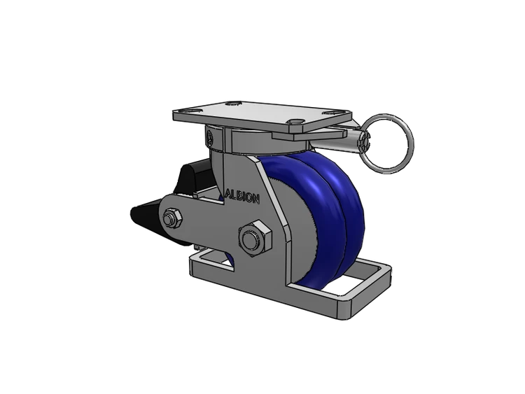 310 Series Top Plate Swivel Caster with 6 x 3 Blue Tread on Aluminum Core EY - Swivel-EAZ (Crown) Wheel and Poly Lock Integrated Brake