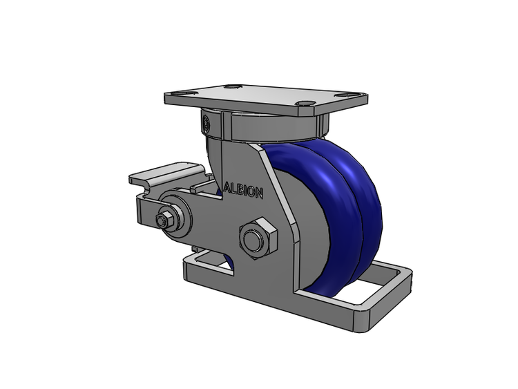 310 Series Top Plate Swivel Caster with 6 x 3 Blue Tread on Aluminum Core EY - Swivel-EAZ (Crown) Wheel and Poly Cam Brake