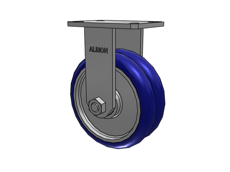 310 Series Top Plate Rigid Caster with 8 x 3 Blue Tread on Aluminum Core EY - Swivel-EAZ (Crown) Wheel