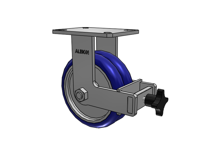 310 Series Top Plate Rigid Caster with 8 x 3 Blue Tread on Aluminum Core EY - Swivel-EAZ (Crown) Wheel and Face Brake