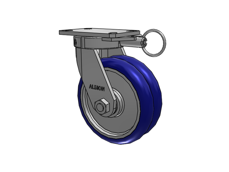 310 Series Top Plate Swivel Caster with 8 x 3 Blue Tread on Aluminum Core EY - Swivel-EAZ (Crown) Wheel