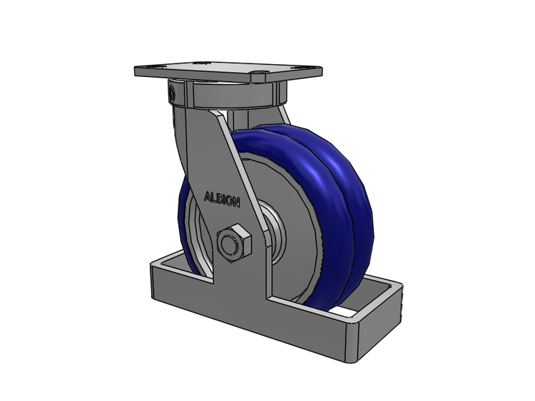 Roulette pivotante à plaque supérieure de la série 310, avec bande de roulement bleue 8 x 3 sur noyau en aluminium EY - Roue pivotante EAZ (Crown)