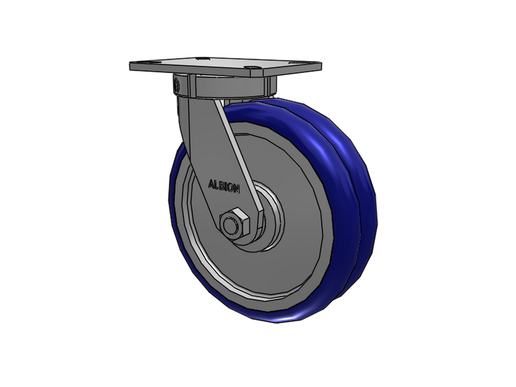 Roulette pivotante à plaque supérieure de la série 310, avec bande de roulement bleue 10 x 3 sur noyau en aluminium EY - Roue pivotante EAZ (Crown)