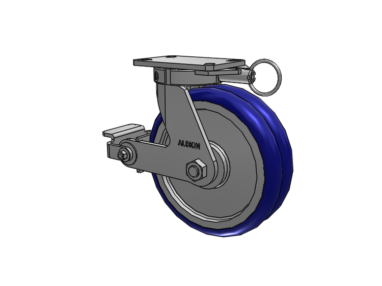 310 Series Top Plate Swivel Caster with 10 x 3 Blue Tread on Aluminum Core EY - Swivel-EAZ (Crown) Wheel and Poly Cam Brake