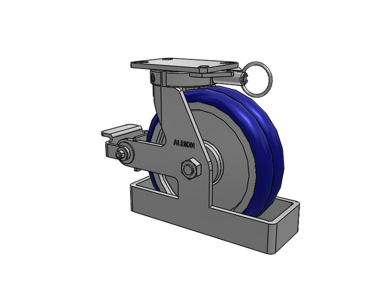 310 Series Top Plate Swivel Caster with 10 x 3 Blue Tread on Aluminum Core EY - Swivel-EAZ (Crown) Wheel and Poly Cam Brake