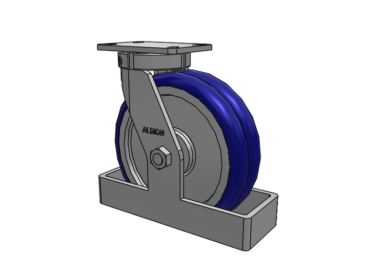 310 Series Top Plate Swivel Caster with 10 x 3 Blue Tread on Aluminum Core EY - Swivel-EAZ (Crown) Wheel