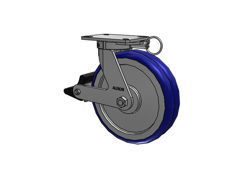 310 Series Top Plate Swivel Caster with 12 x 3 Blue Tread on Aluminum Core EY - Swivel-EAZ (Crown) Wheel and Poly Lock Integrated Brake