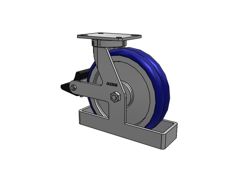 310 Series Top Plate Swivel Caster with 12 x 3 Blue Tread on Aluminum Core EY - Swivel-EAZ (Crown) Wheel and Poly Lock Integrated Brake