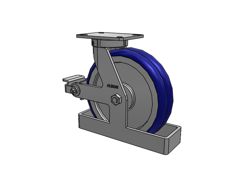 310 Series Top Plate Swivel Caster with 12 x 3 Blue Tread on Aluminum Core EY - Swivel-EAZ (Crown) Wheel and Poly Cam Brake
