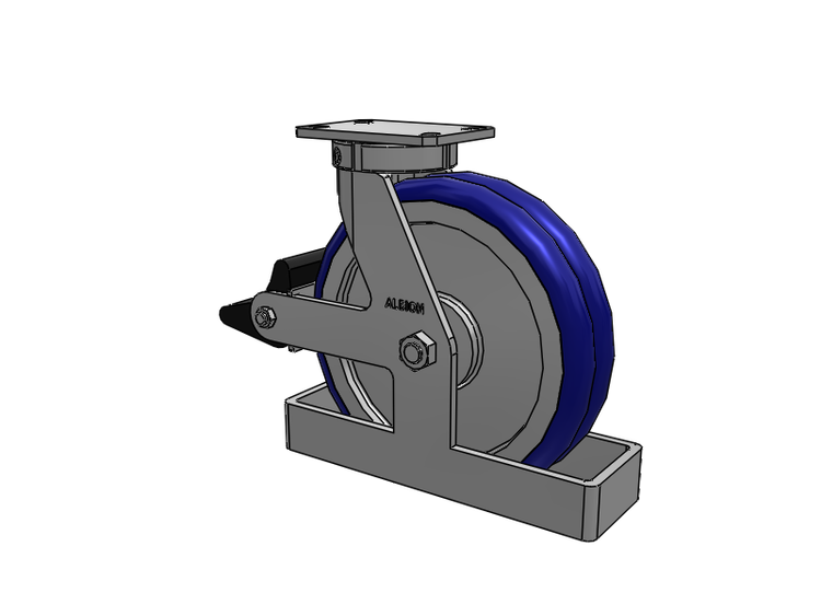310 Series Top Plate Swivel Caster with 12 x 3 Blue Tread on Aluminum Core EY - Swivel-EAZ (Crown) Wheel and Poly Lock Integrated Brake