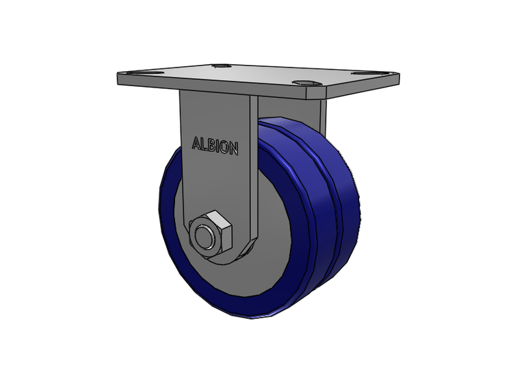 Roulette rigide à plaque supérieure de la série 310, avec bande de roulement bleue 6 x 3 sur noyau en aluminium EZ - Roue pivotante EAZ (plate)