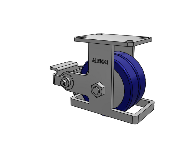 310 Series Top Plate Rigid Caster with 6 x 3 Blue Tread on Aluminum Core EZ - Swivel-EAZ (Flat) Wheel and Poly Cam Brake