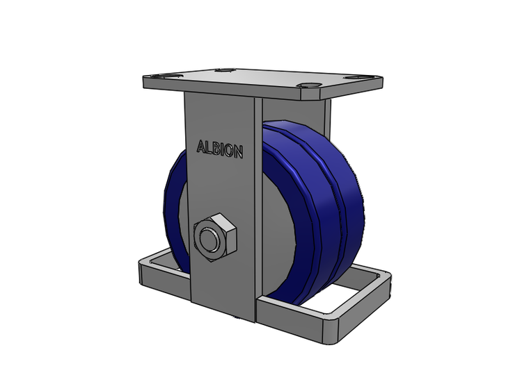 310 Series Top Plate Rigid Caster with 6 x 3 Blue Tread on Aluminum Core EZ - Swivel-EAZ (Flat) Wheel