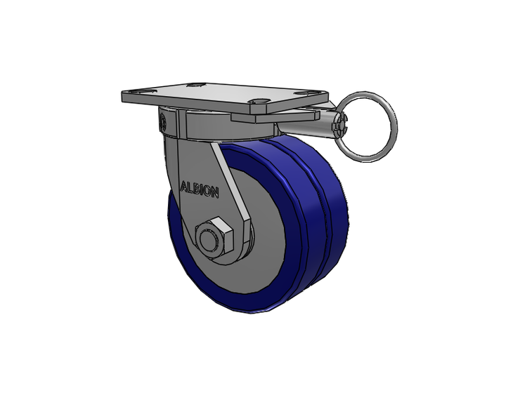 310 Series Top Plate Swivel Caster with 6 x 3 Blue Tread on Aluminum Core EZ - Swivel-EAZ (Flat) Wheel