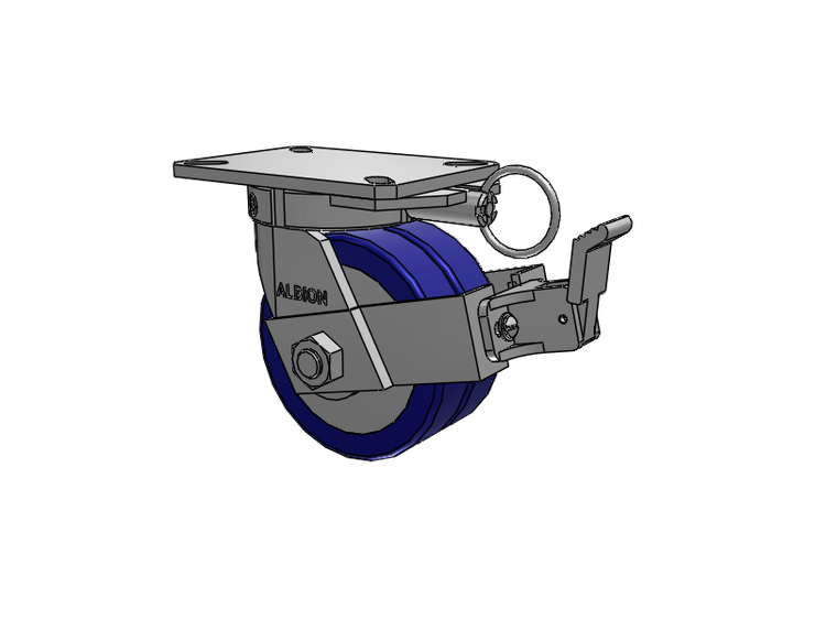 310 Series Top Plate Swivel Caster with 6 x 3 Blue Tread on Aluminum Core EZ - Swivel-EAZ (Flat) Wheel and Face Brake