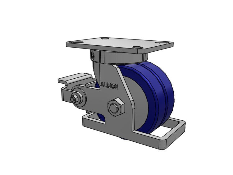 310 Series Top Plate Swivel Caster with 6 x 3 Blue Tread on Aluminum Core EZ - Swivel-EAZ (Flat) Wheel and Poly Cam Brake