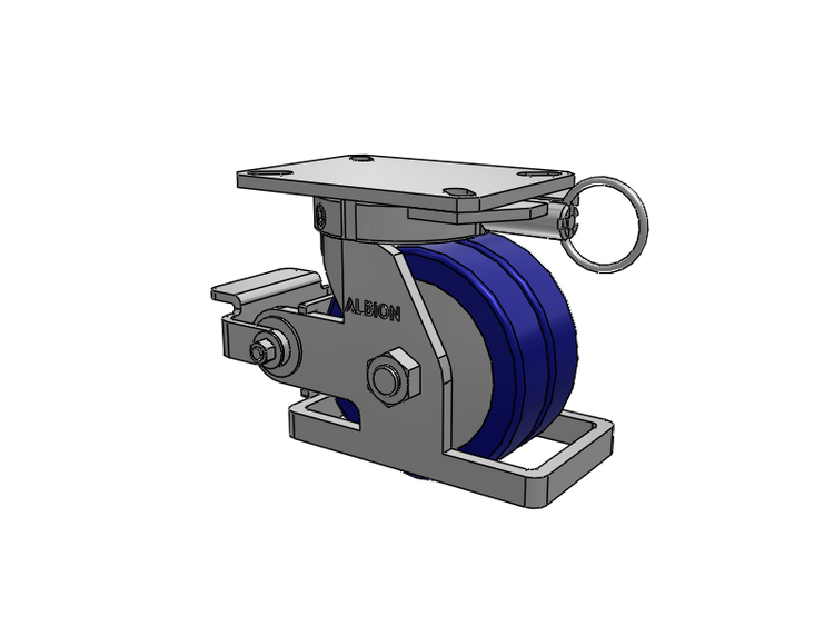 310 Series Top Plate Swivel Caster with 6 x 3 Blue Tread on Aluminum Core EZ - Swivel-EAZ (Flat) Wheel and Poly Cam Brake