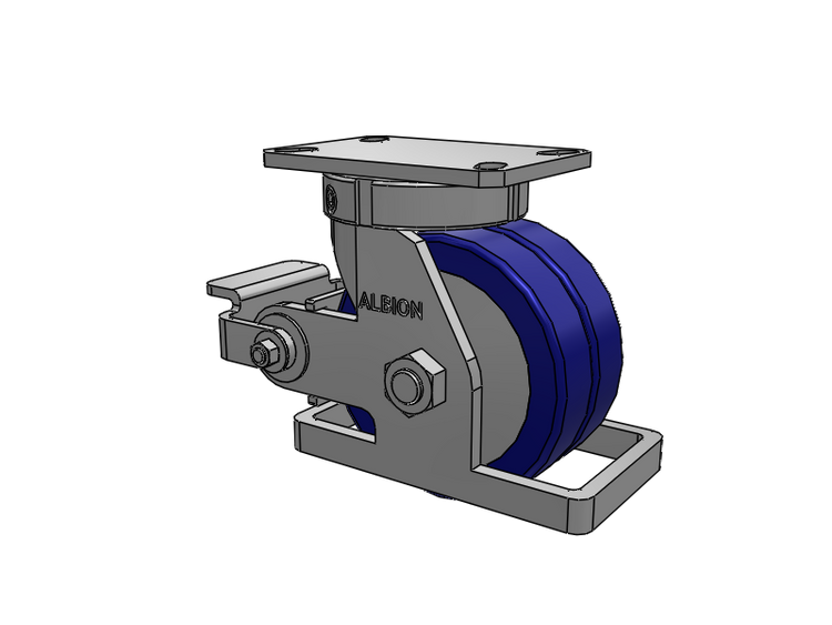 310 Series Top Plate Swivel Caster with 6 x 3 Blue Tread on Aluminum Core EZ - Swivel-EAZ (Flat) Wheel and Poly Cam Brake