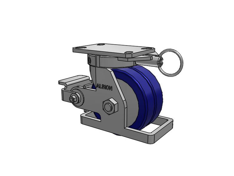 310 Series Top Plate Swivel Caster with 6 x 3 Blue Tread on Aluminum Core EZ - Swivel-EAZ (Flat) Wheel and Poly Cam Brake