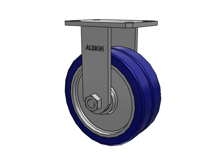 310 Series Top Plate Rigid Caster with 8 x 3 Blue Tread on Aluminum Core EZ - Swivel-EAZ (Flat) Wheel