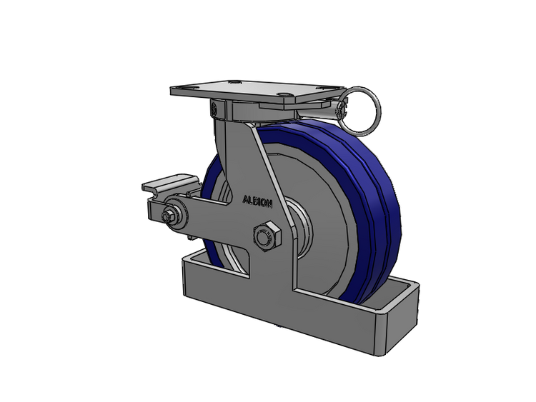310 Series Top Plate Swivel Caster with 10 x 3 Blue Tread on Aluminum Core EZ - Swivel-EAZ (Flat) Wheel and Poly Cam Brake