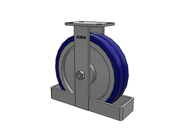 Roulette rigide à plaque supérieure de la série 310, avec bande de roulement bleue 12 x 3 sur noyau en aluminium EZ - Roue pivotante EAZ (plate)