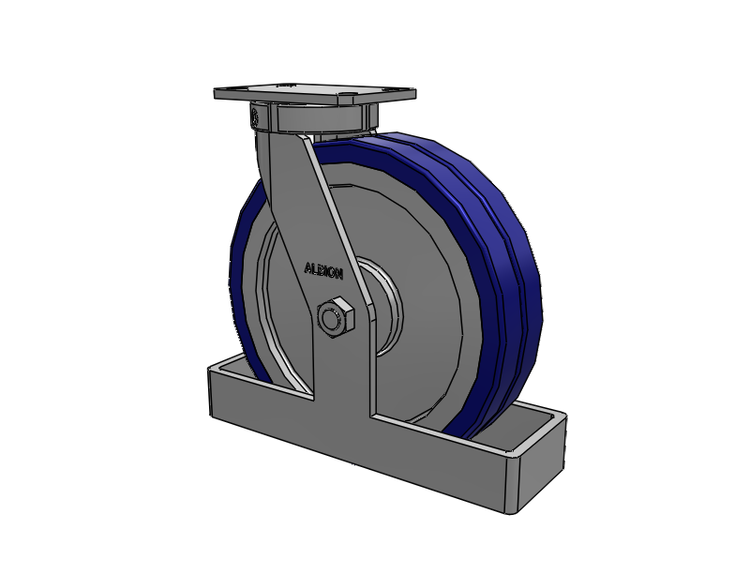 310 Series Top Plate Swivel Caster with 12 x 3 Blue Tread on Aluminum Core EZ - Swivel-EAZ (Flat) Wheel