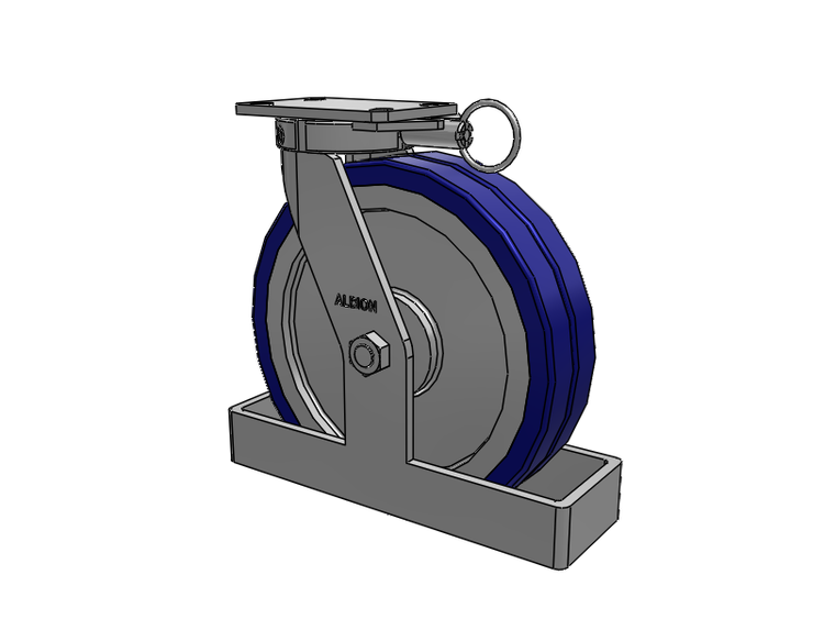310 Series Top Plate Swivel Caster with 12 x 3 Blue Tread on Aluminum Core EZ - Swivel-EAZ (Flat) Wheel