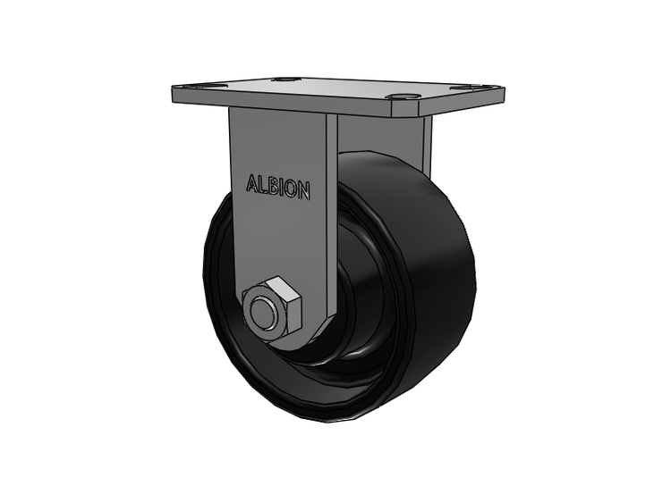 310 Series Top Plate Rigid Caster with 6 x 3 Black Paint FR - Ductile Iron Crowned Tread Wheel