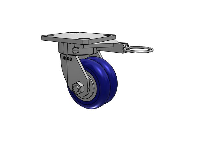110 Series Kingpinless Top Plate Swivel Caster with 4 x 2 Blue Tread on Aluminum Core EY - Swivel-EAZ (Crown) Wheel