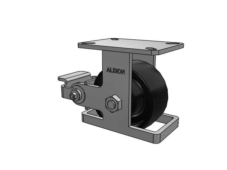 310 Series Top Plate Rigid Caster with 6 x 3 Black Paint FR - Ductile Iron Crowned Tread Wheel and Poly Cam Brake