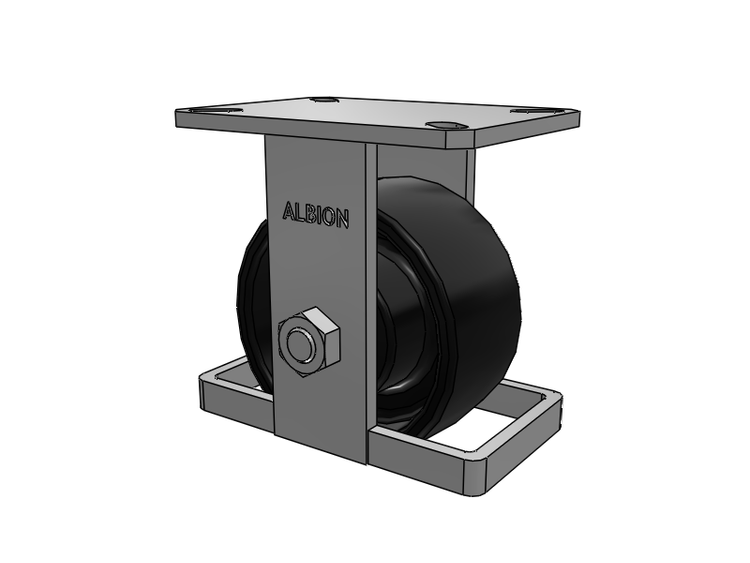 310 Series Top Plate Rigid Caster with 6 x 3 Black Paint FR - Ductile Iron Crowned Tread Wheel
