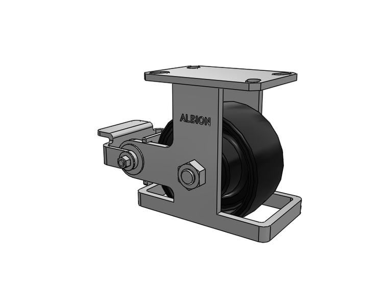 310 Series Top Plate Rigid Caster with 6 x 3 Black Paint FR - Ductile Iron Crowned Tread Wheel and Poly Cam Brake