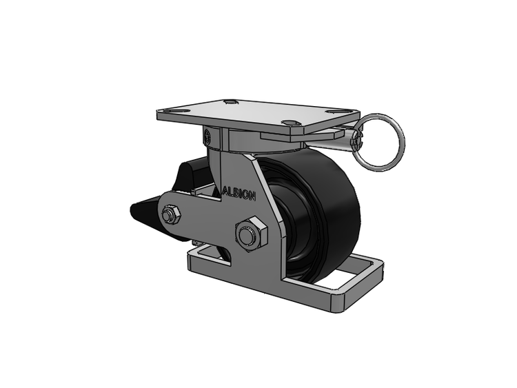 Roulette pivotante à plaque supérieure de la série 310, 6 x 3, peinture noire FR – Roue à bande de roulement bombée en fonte ductile et frein intégré Poly Lock