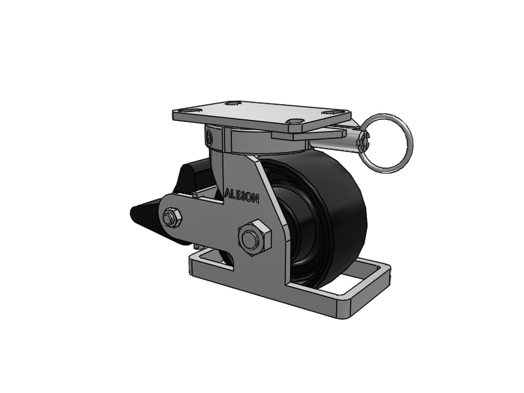 310 Series Top Plate Swivel Caster with 6 x 3 Black Paint FR - Ductile Iron Crowned Tread Wheel and Poly Lock Integrated Brake