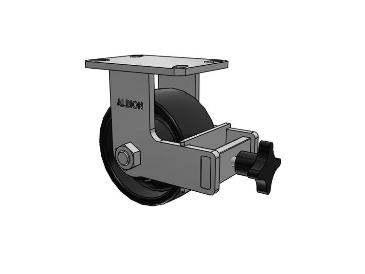 310 Series Top Plate Rigid Caster with 6 x 3 Black Paint FR - Ductile Iron Crowned Tread Wheel and Face Brake