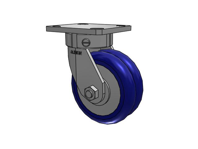 110 Series Kingpinless Top Plate Swivel Caster with 5 x 2 Blue Tread on Aluminum Core EY - Swivel-EAZ (Crown) Wheel