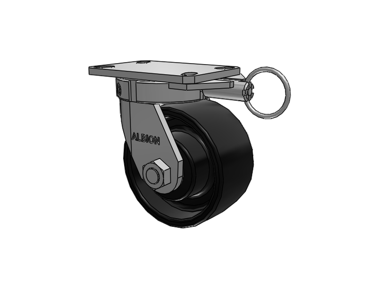 310 Series Top Plate Swivel Caster with 6 x 3 Black Paint FR - Ductile Iron Crowned Tread Wheel